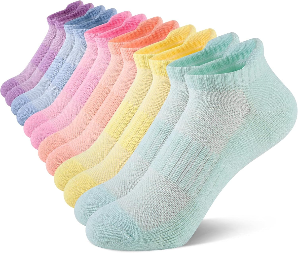 Comfoex 12 Pairs Boys Girls Socks Ankle Athletic Low Cut Short For Kids 4-7 7-10 Years Olds With Cushioned Sole