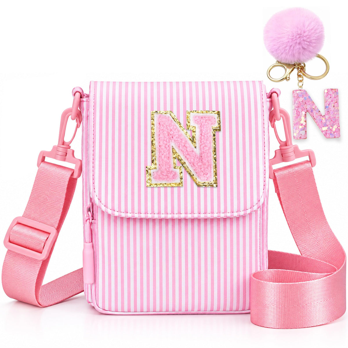 Crossbody Purse for Teen Girls Gifts - Girls Cell Phone Crossbody for Initial Kids Purse with Card Slots Personalized Pink R