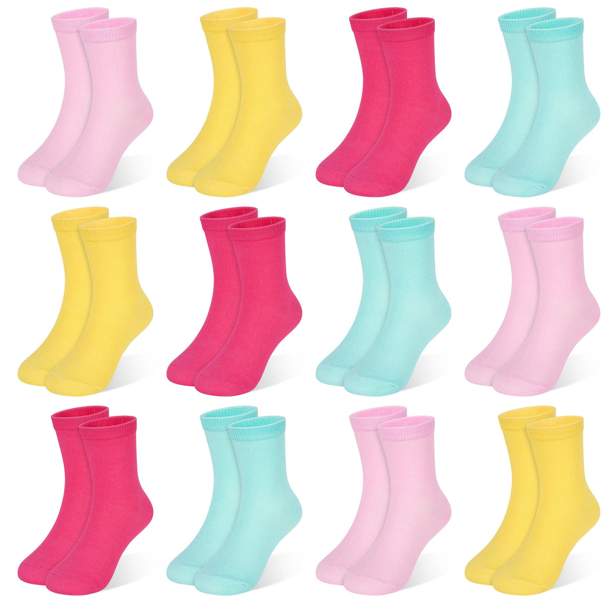 Kids Socks 12 Pairs Crew Socks for Toddler Boys Girls 1-14 Years