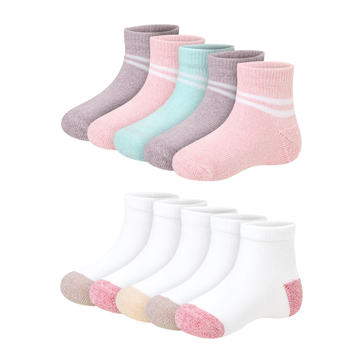 Hanes Baby Ankle and Low Cut Socks, 12-pack, Pure Comfort Socks for Infant & Toddler Girls and Boys - Organic Cotton Blend