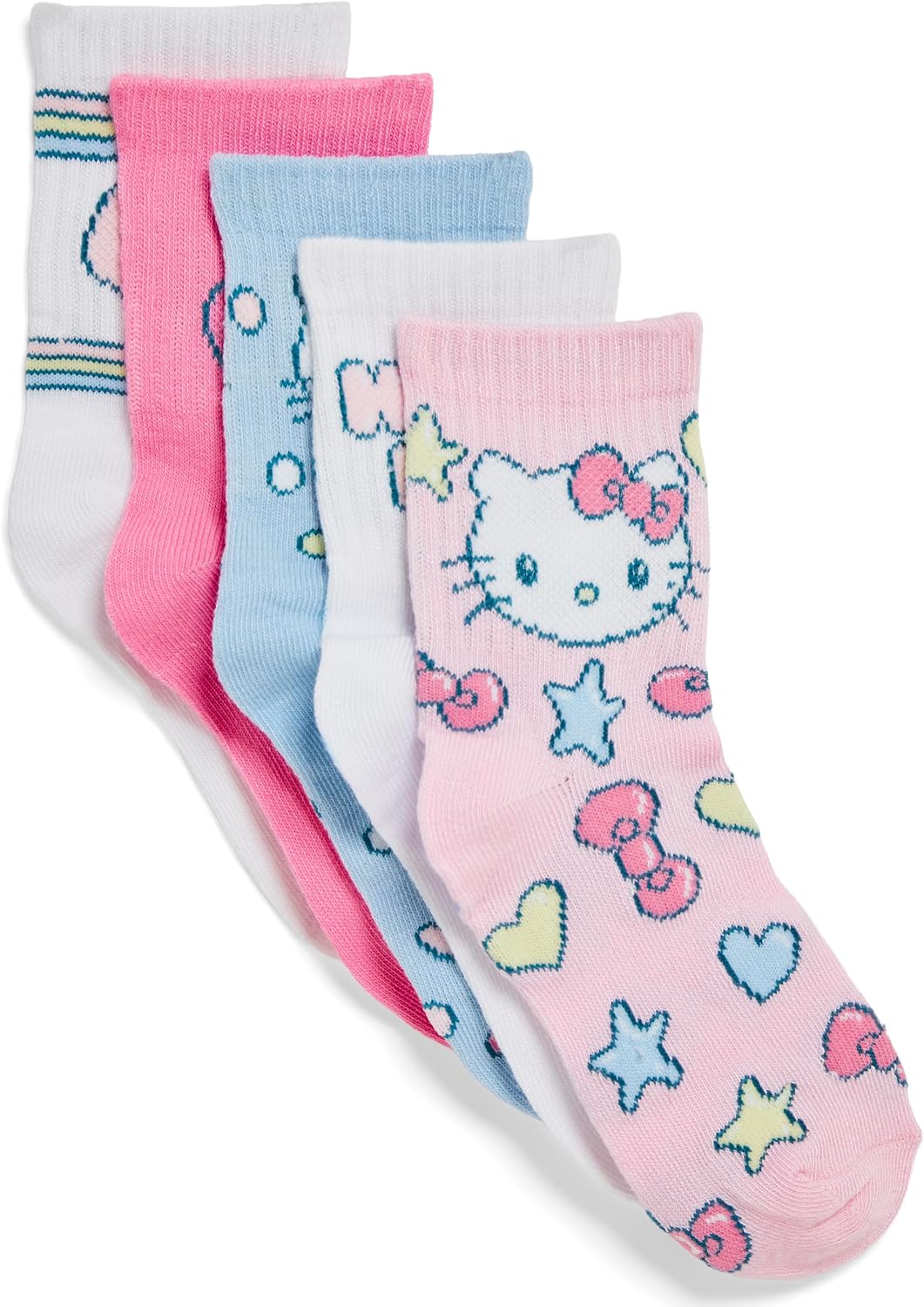 Hello Kitty girls 5 Pack Mid Crew Socks