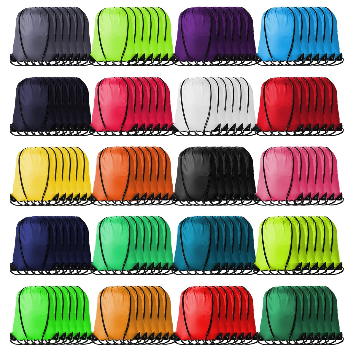 Kuhome 6Pcs Drawstring Backpacks Bulk String Bag Cinch Sack Pack Storage Knapsack Polyester Gift Bags Sports Drawstring Bags for Trip Gym Party Bags(6 Colors)