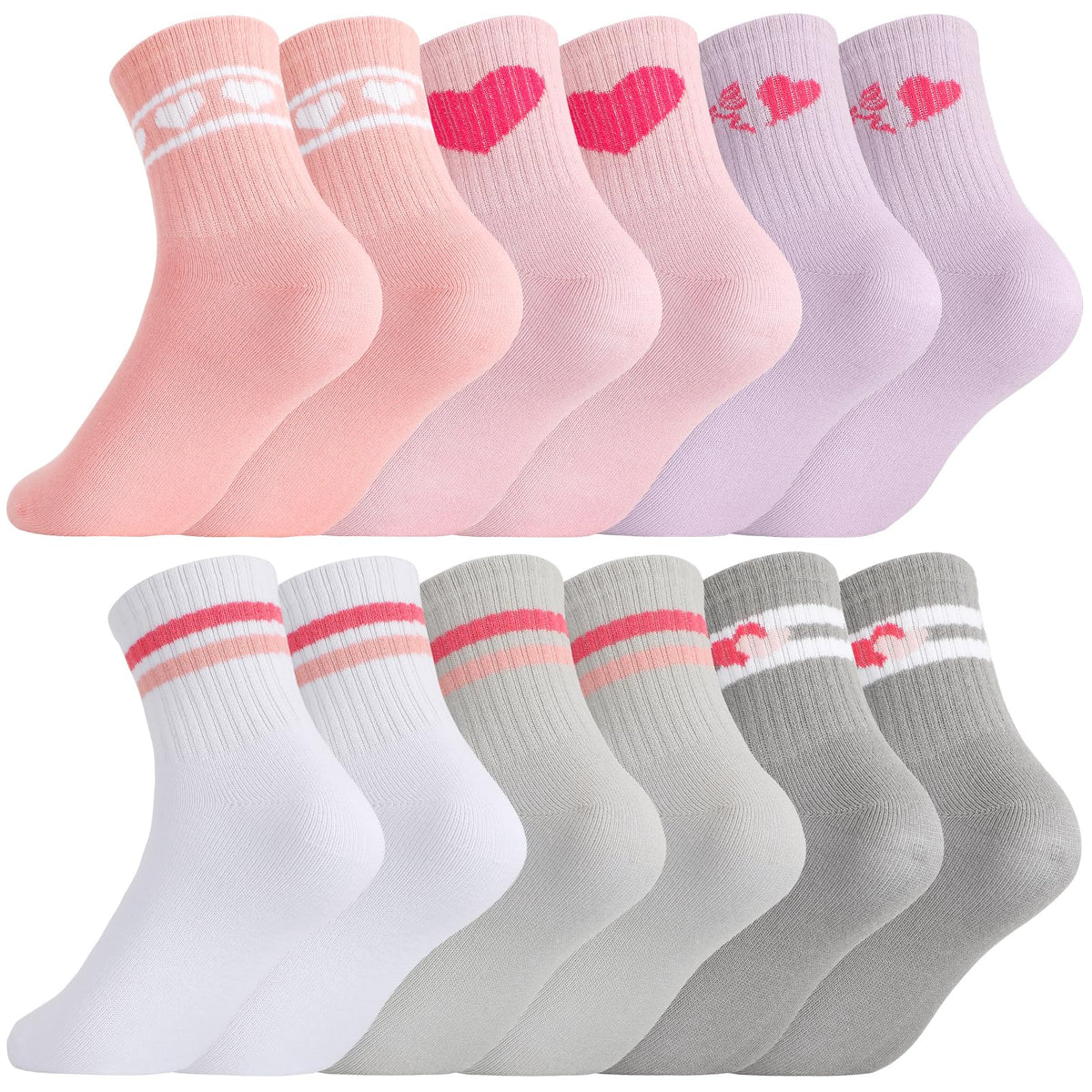 Kids Athletic Crew Socks for Girls Boys with Funny Prints