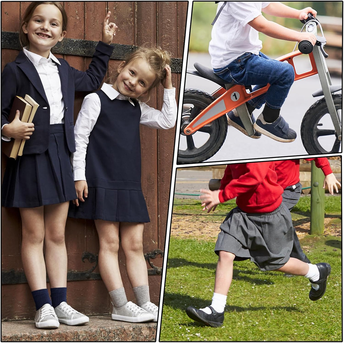 6 Pack Kids Socks Girls Socks for School Uniform Soft Cotton Seamless Toe Athletic Crew Socks