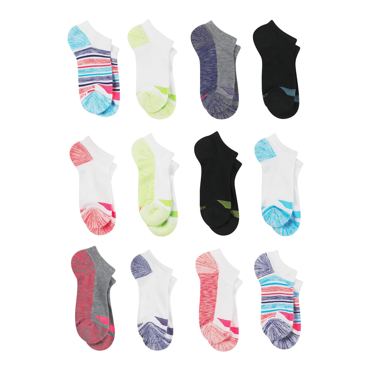 Hanes Girls' Socks, Cool Comfort Moisture-wicking Socks, Ankle & No Show, Ez Sort, Multi Pack