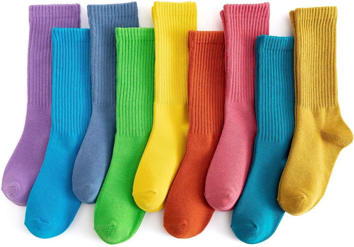 Girls Socks - 9 Pairs Long Slouch Socks for Girls