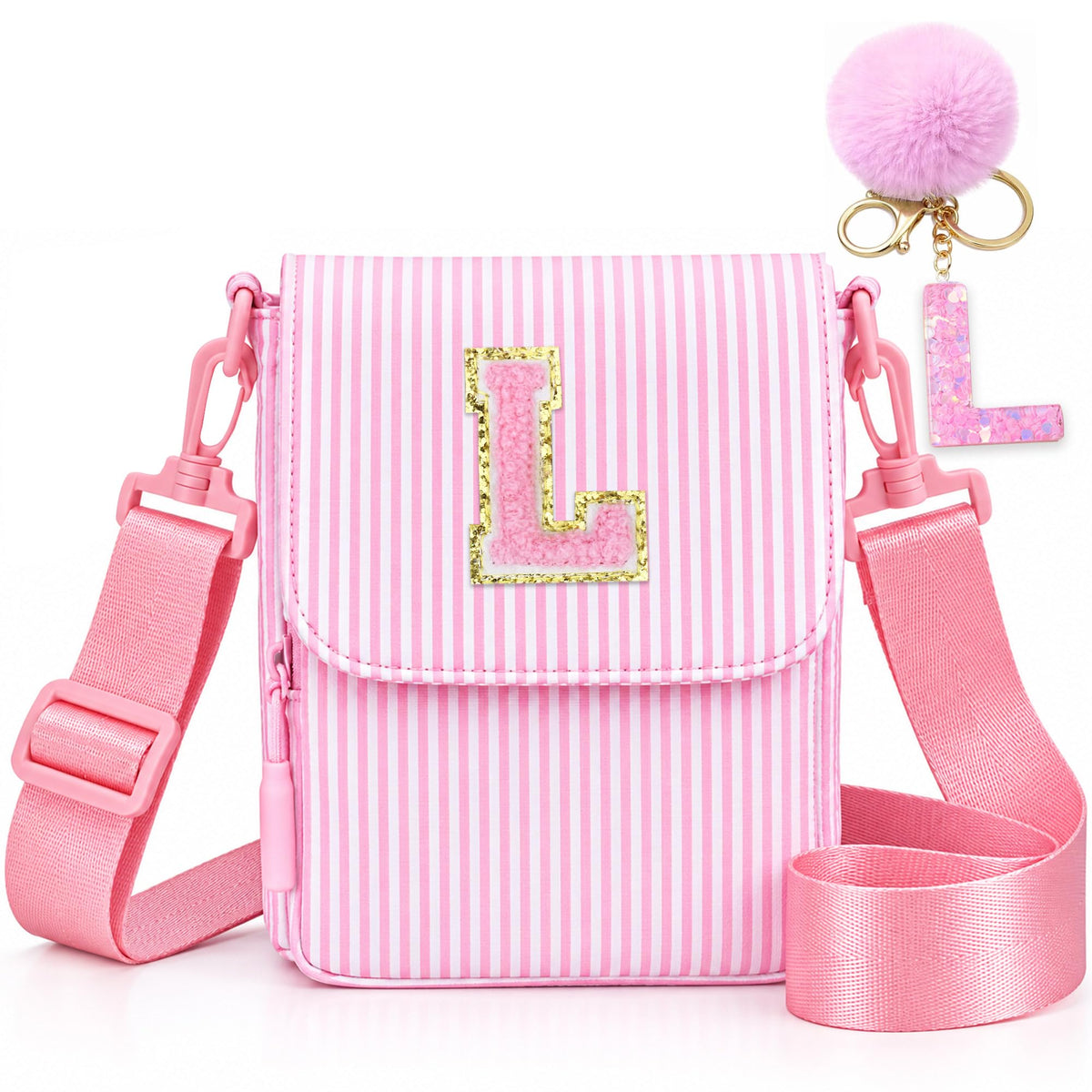 Crossbody Purse for Teen Girls Gifts - Girls Cell Phone Crossbody for Initial Kids Purse with Card Slots Personalized Pink R
