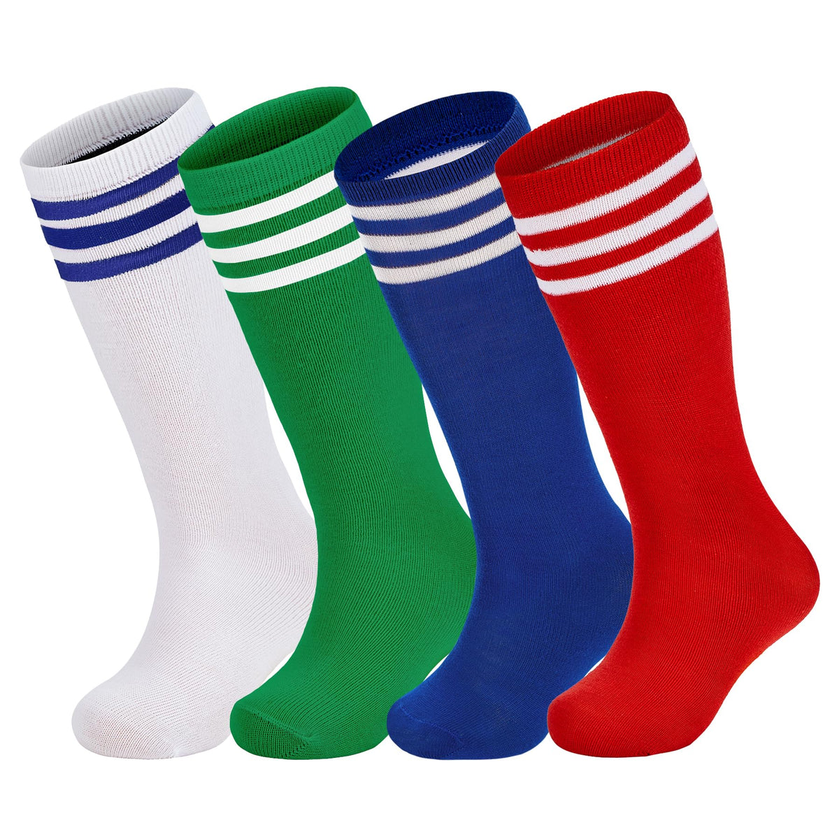 Zando 4 Pairs Kids Soccer Socks Athletic Youth Boys Girls Knee High Socks