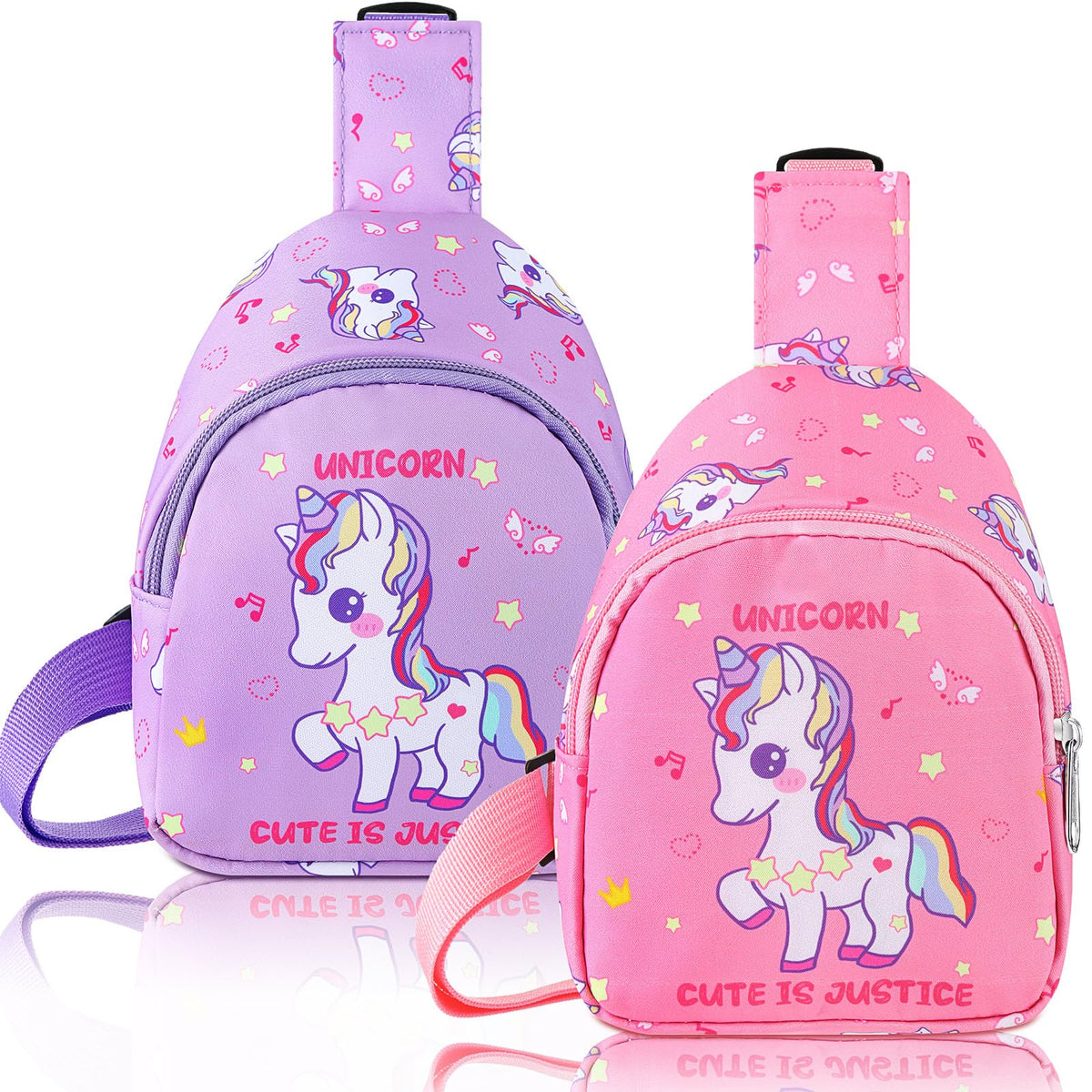 2 Pcs Kids Crossbody Bag, Sling Coin Pouch Unicorn, classic