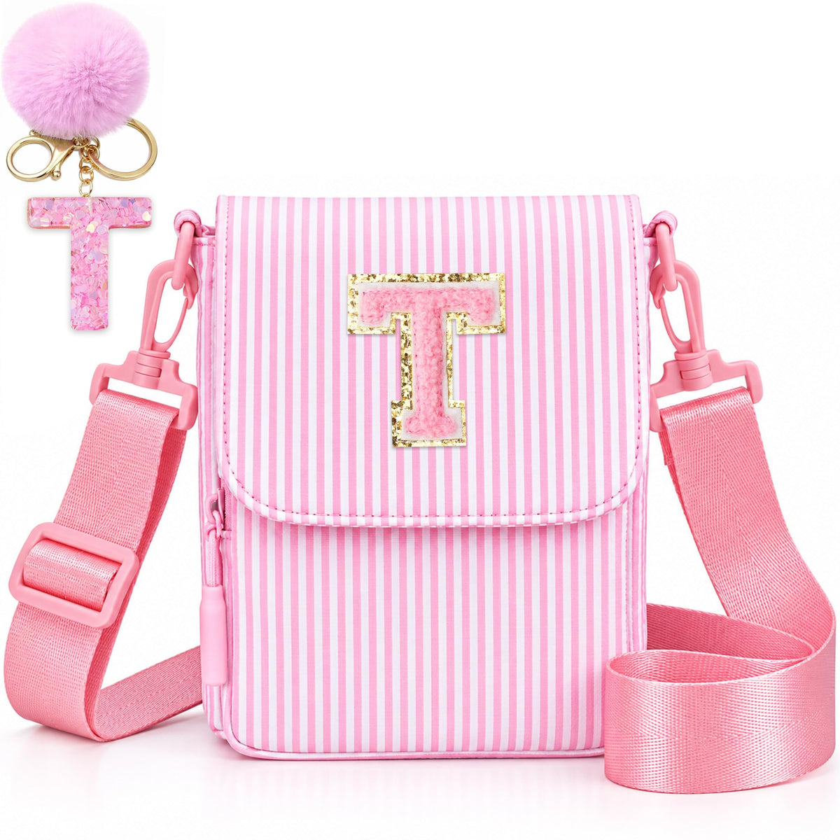 Crossbody Purse for Teen Girls Gifts - Girls Cell Phone Crossbody for Initial Kids Purse with Card Slots Personalized Pink R