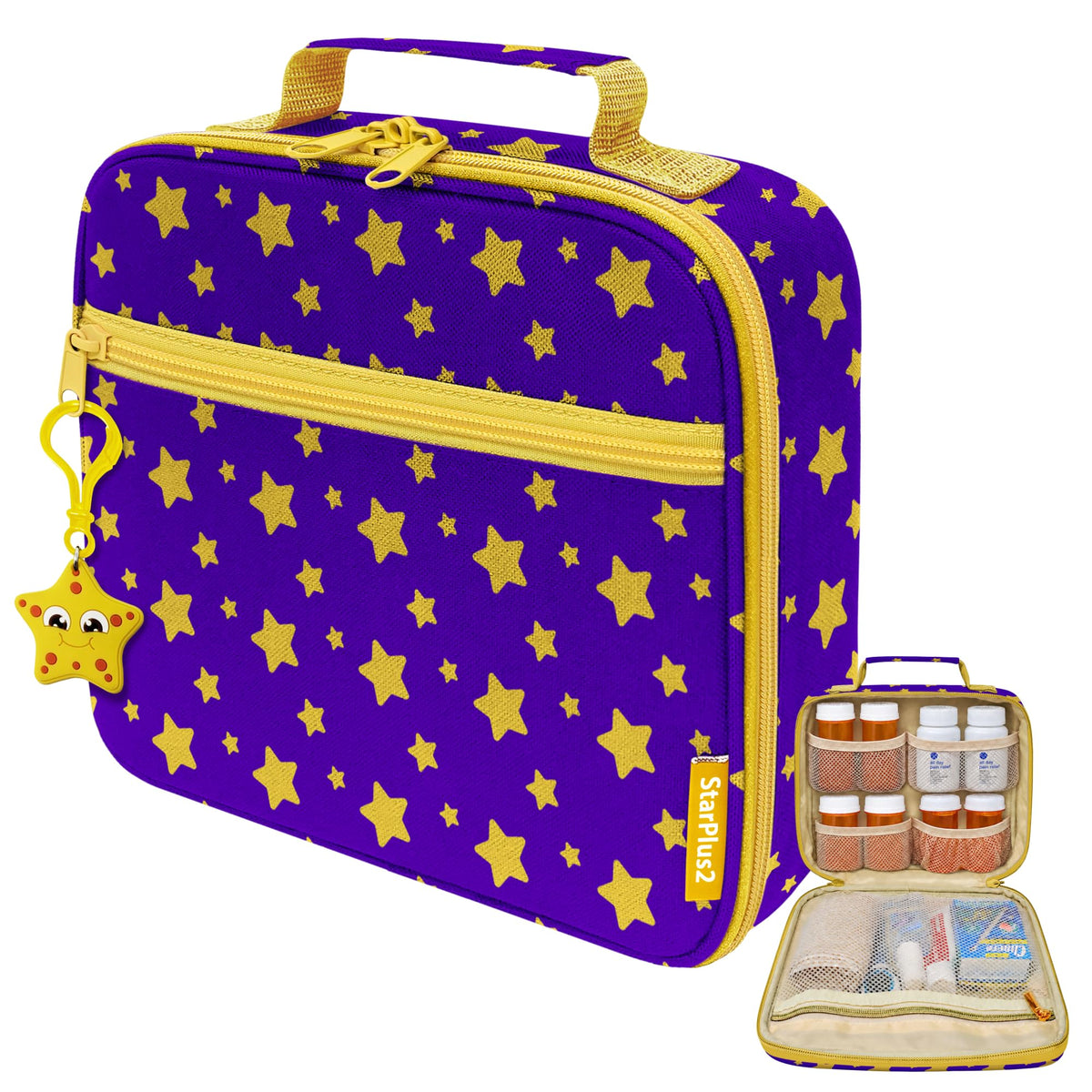 Medium Pill Bottle Organizer, Kids Travel Medicine Bag, Dinosaurs