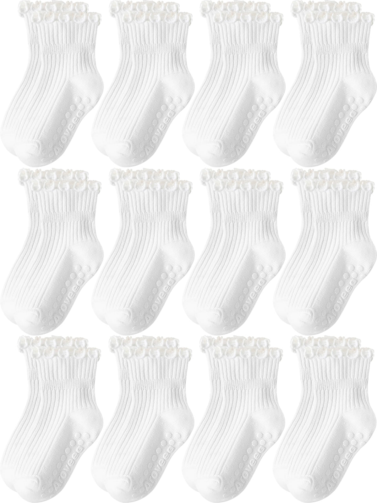 Baby Toddler Girls Socks Grip Ruffle Non Slip Kids Cotton 12 Pack Socks