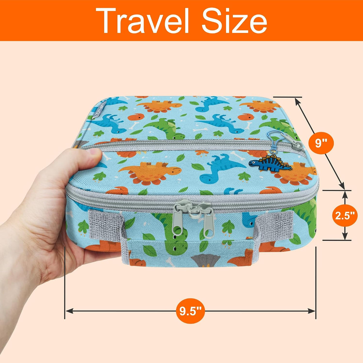 Medium Pill Bottle Organizer, Kids Travel Medicine Bag, Dinosaurs