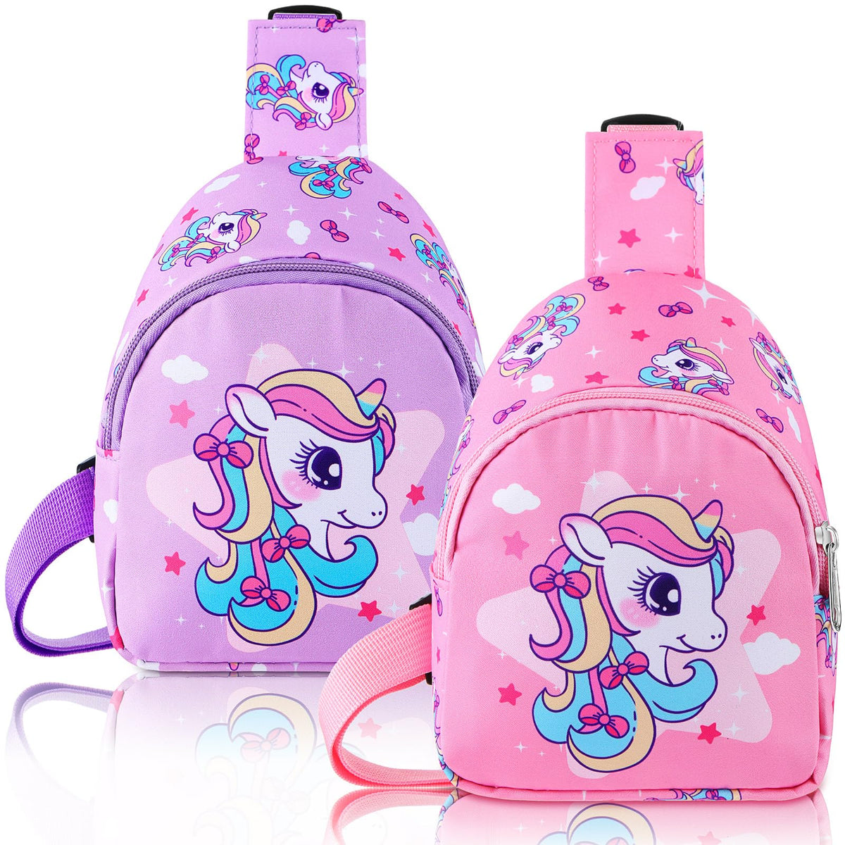 2 Pcs Kids Crossbody Bag, Sling Coin Pouch Unicorn, classic