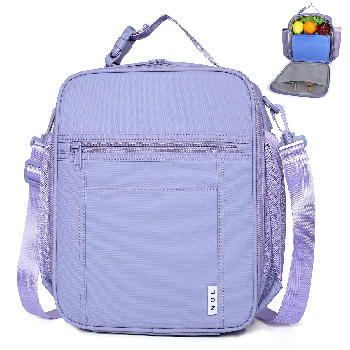 NOL Lunch Bag for Children Adult Insulated Lunch box Waterproof Cooler Reusable Zip Closure with Buckle Handle Holds for Snacks & Water Bottle School Work, Light blue