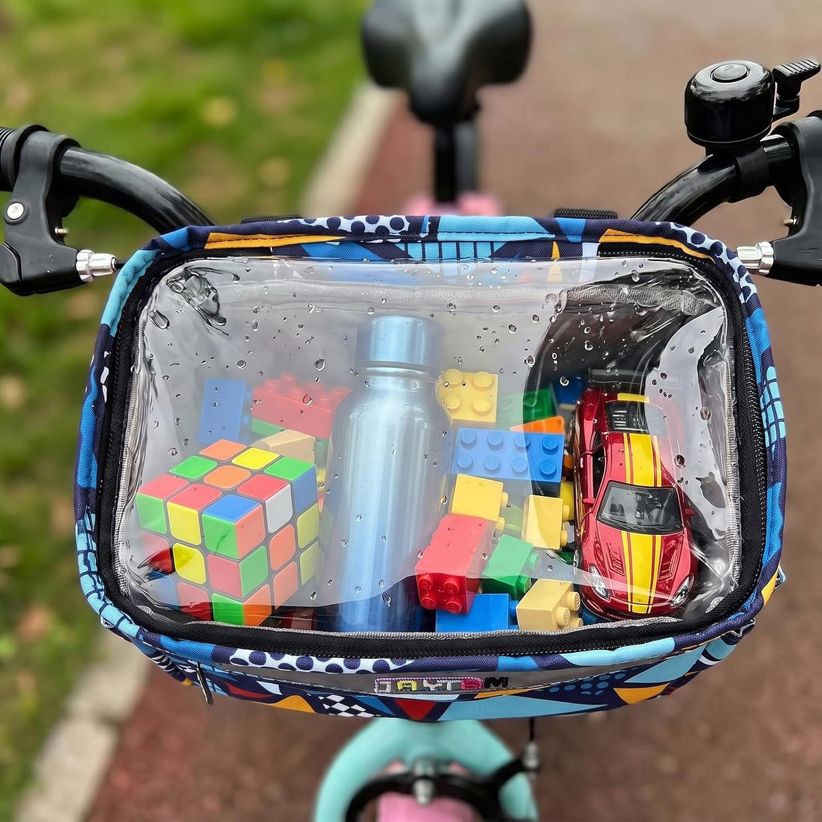 Kids Bike Basket, Bike Basket Front Frame Handlebar Bag, Waterproof Bicycle Basket Bag with Zipper Closure & Reflective Straps Fit Most Toddlers Bike, Tricycle or Scooter