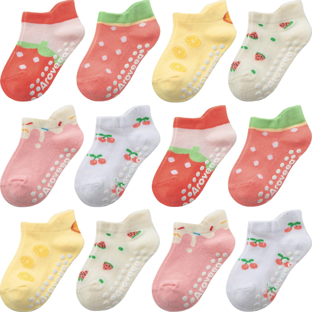 Baby Toddler Socks Grip Non Slip Boys Girls Kids Cotton 12 Pack Ankle Socks