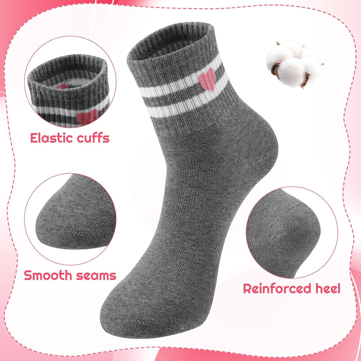 Jspupifip Girls Crew Athletic Socks