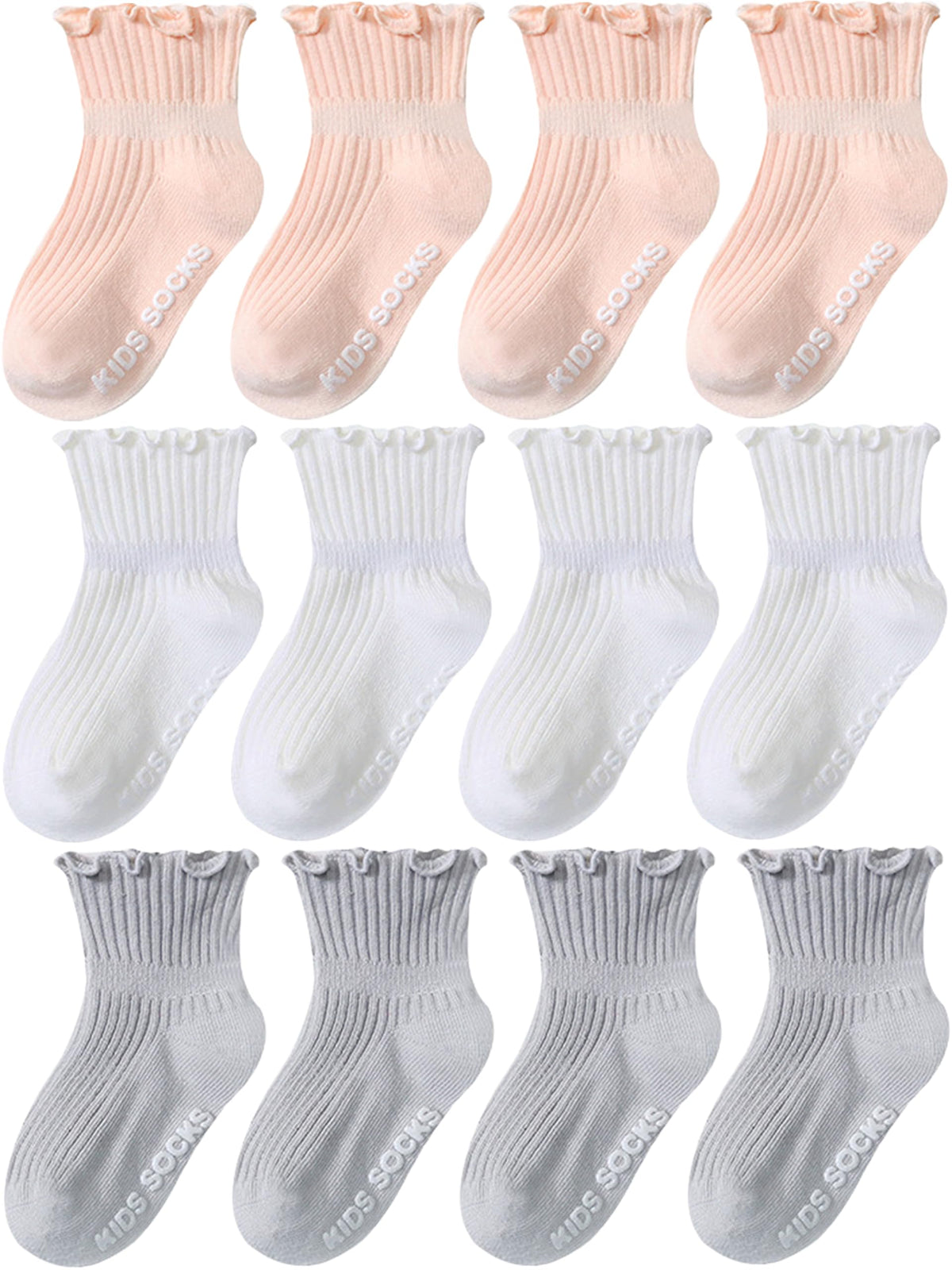 Aroveea Toddler Socks Non Slip Grip Baby Girls Kids Ankle Cute 12 Pack