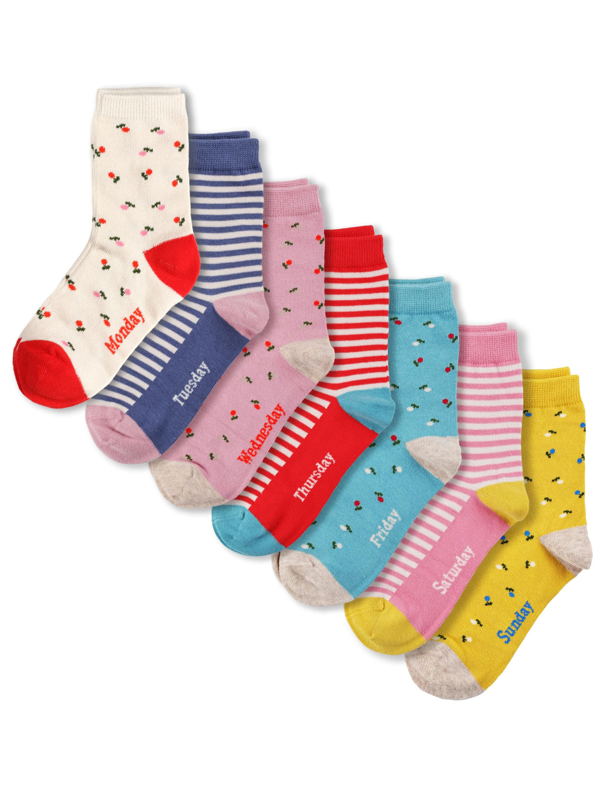 COTTON DAY 7 Days of the Week Kids Girls Cute Fashion Design Socks Gift Box