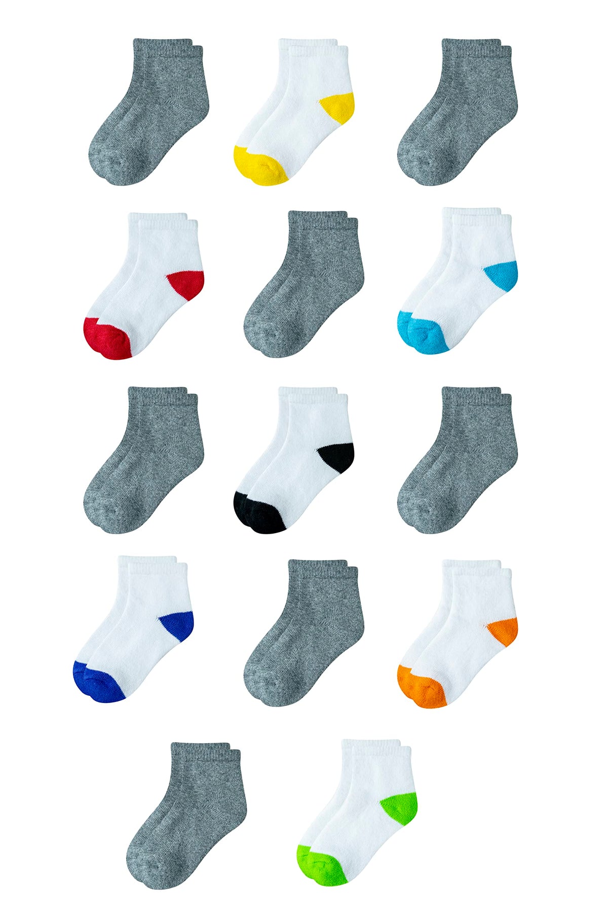 Amazon Essentials Unisex Kids and Toddlers' Cotton Ankle Socks with Cushioned Sole for Boys Girls Toddlers, 14 Pairs