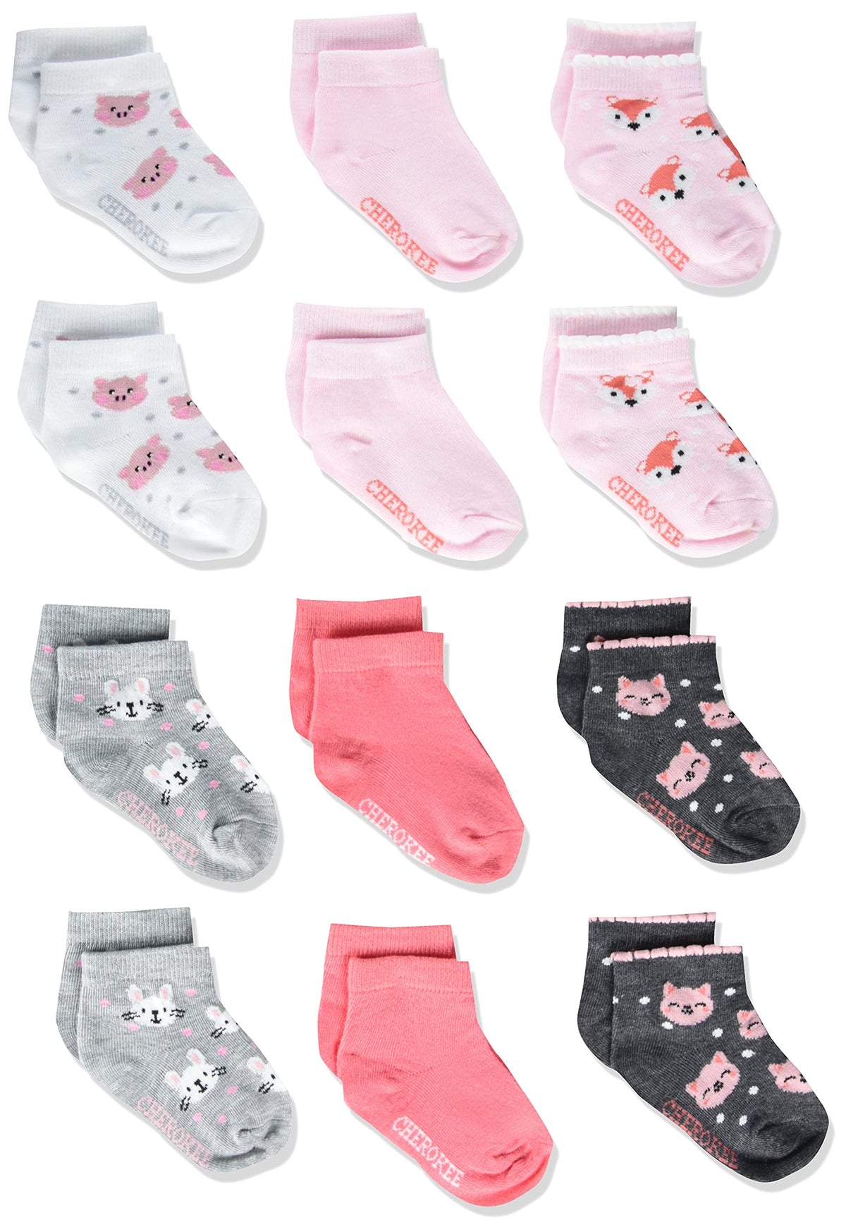 Cherokee Baby Girls' 12 Pack Shorty Ankle Socks