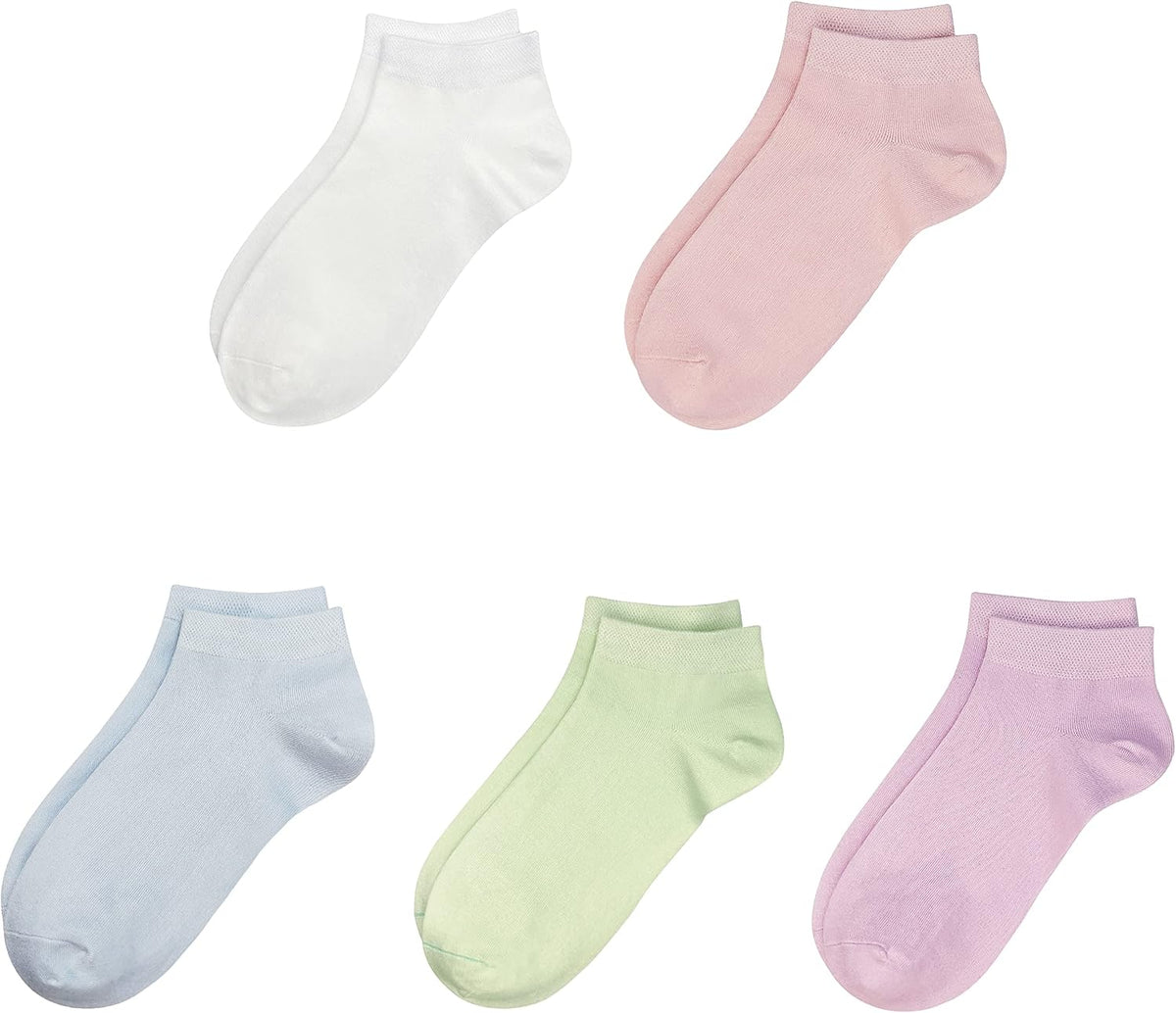 SERISIMPLE Viscose Bamboo School Socks Ankle Super Soft Kids Socks Stretch Cuffs Athletic Socks Odor Anti-odor 5 Pairs