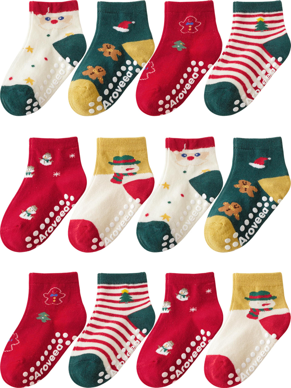 Aroveea Toddler Socks Non Slip Grip Baby Girls Kids Ankle Cute 12 Pack