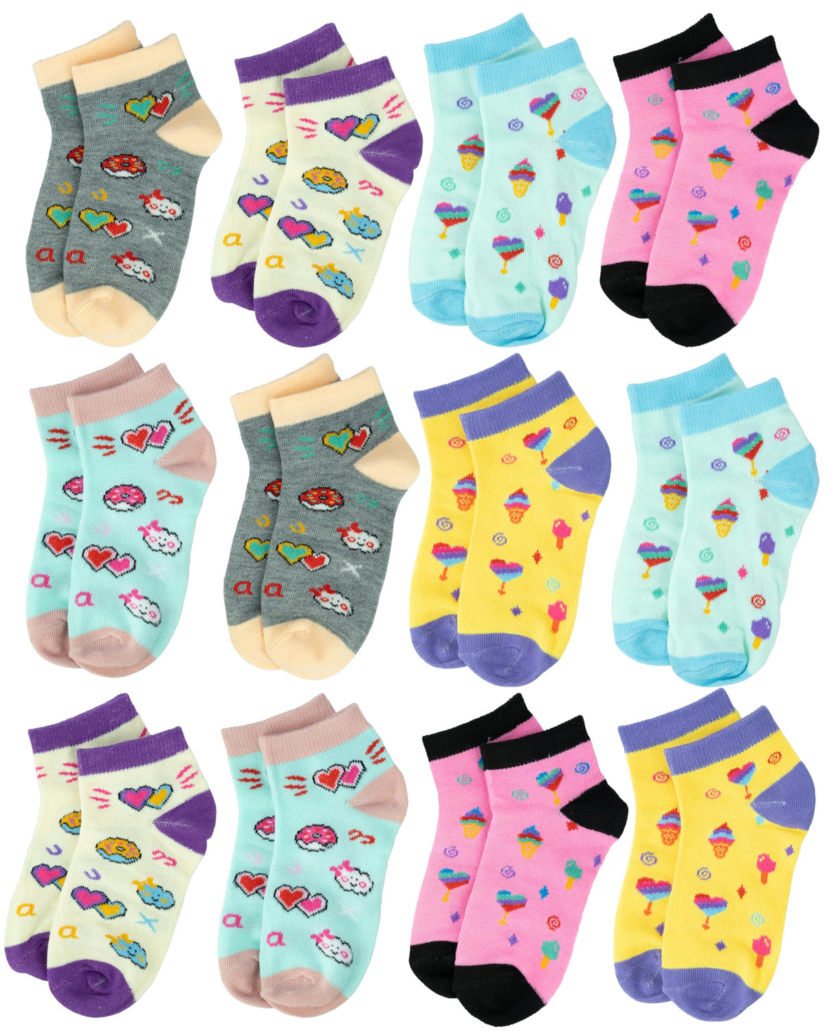 Gelante 12 Pairs Girl Children Toddler Kids Cotton Ankle Socks