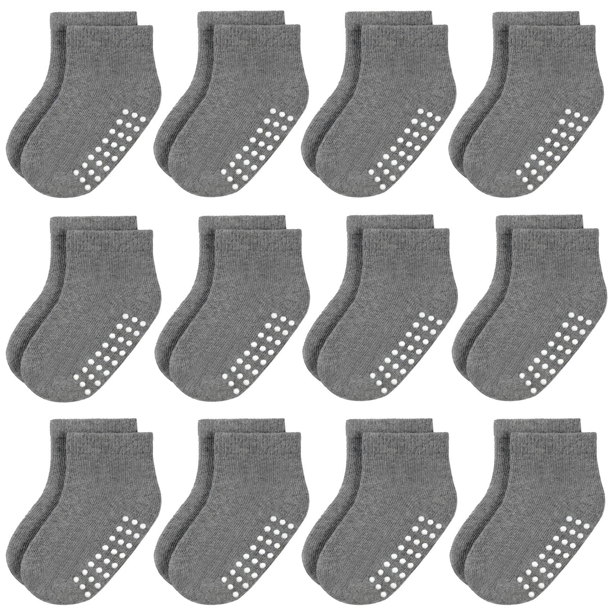Baby Non-Slip Ankle Socks 12 Pack Soft Cotton for Infant Toddlers Girl Boy