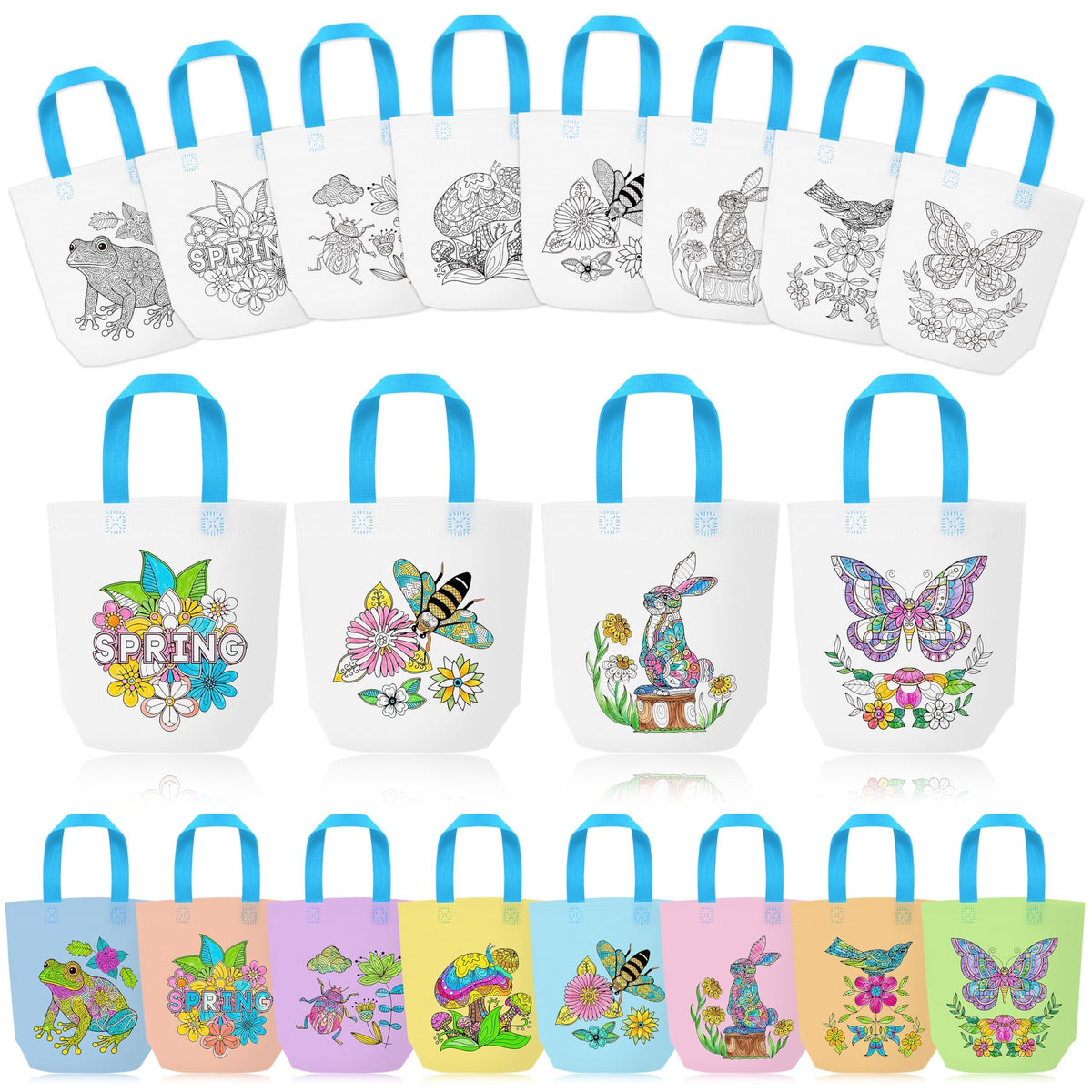 24Pcs Cartoon Coloring Goodie Bags for Kids Party Favor Classroom Reward