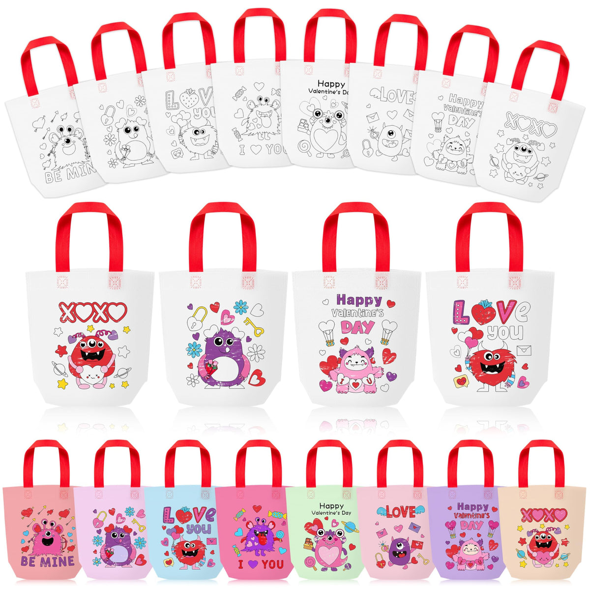 24Pcs Cartoon Coloring Goodie Bags for Kids Party Favor Classroom Reward