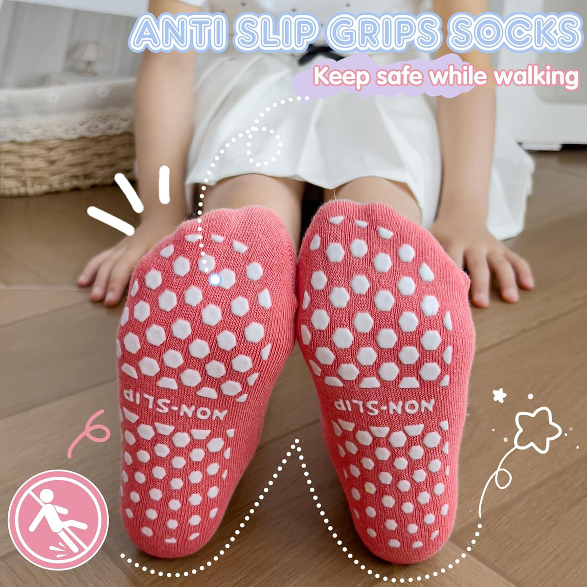 Baby Girls Toddlers Ruffle Grip Socks Uniform School Dress Anti Slip Non Skid Frilly Breathable Crew Cotton Socks 9 Pairs