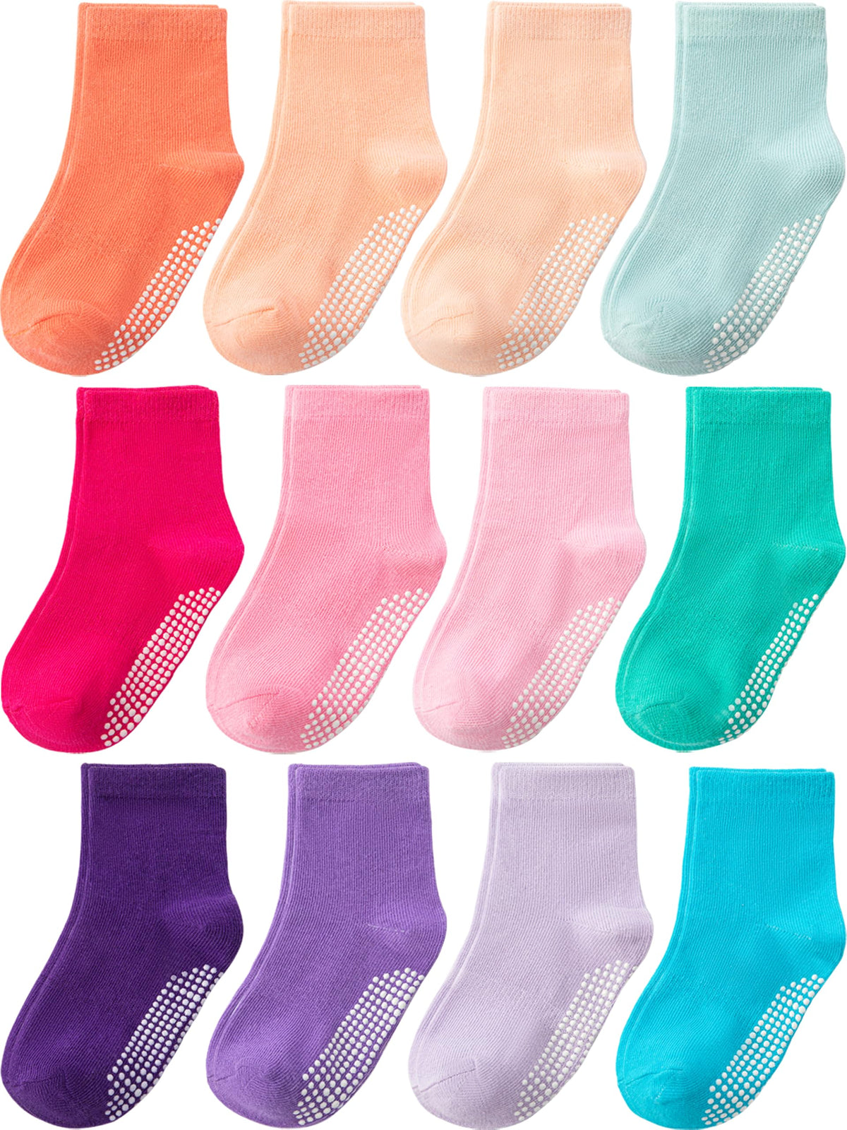Aroveea Toddler Socks Non Slip Grip Ankle Baby 12 Pack for Kids Boys Girls