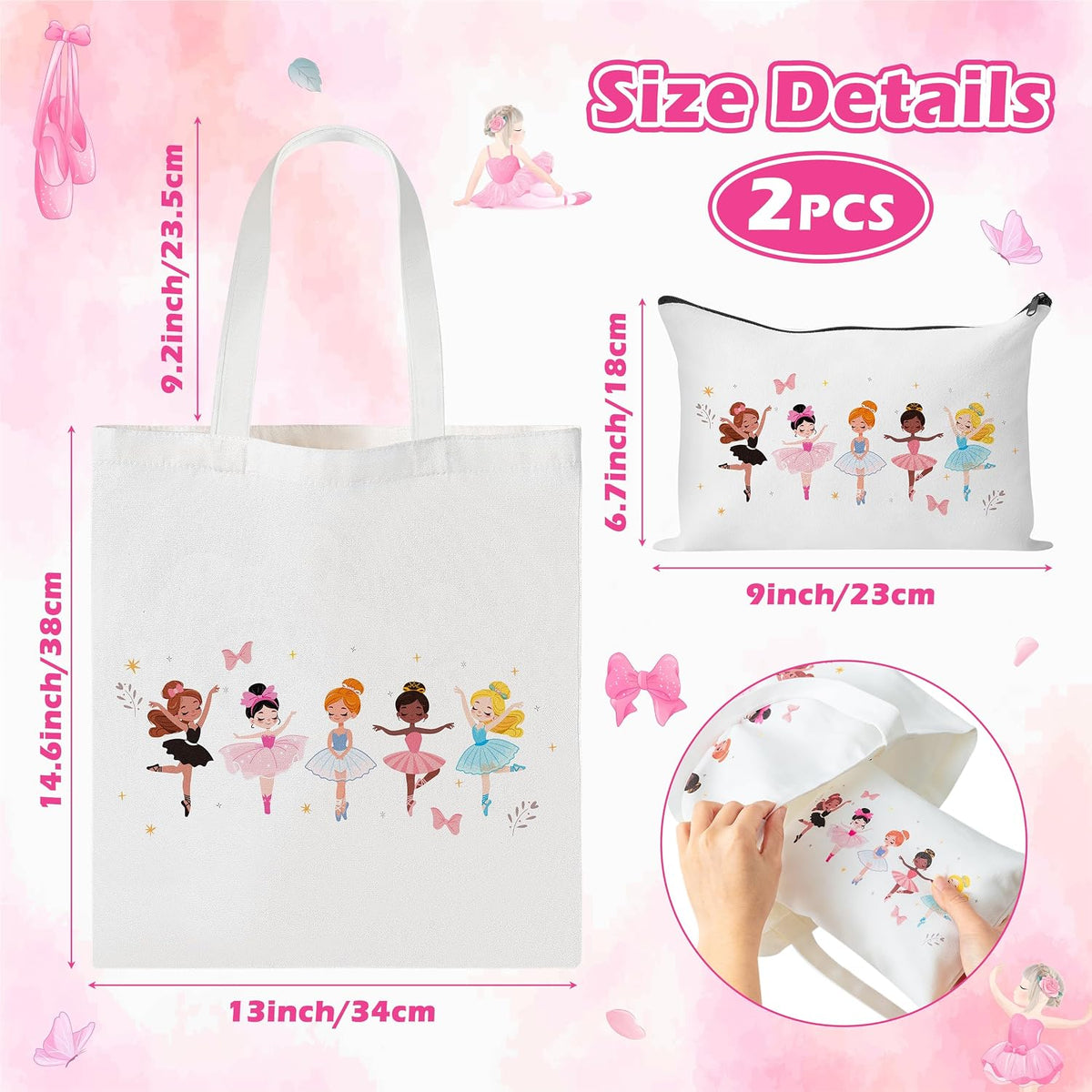 Y1tvei Ballet Canvas Bags Recital Gifts, Dance Girl Birthday Party Favors
