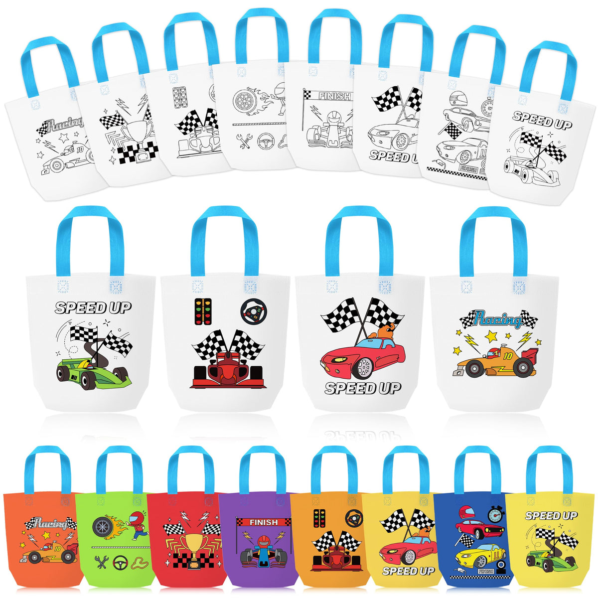 24Pcs Cartoon Coloring Goodie Bags for Kids Party Favor Classroom Reward