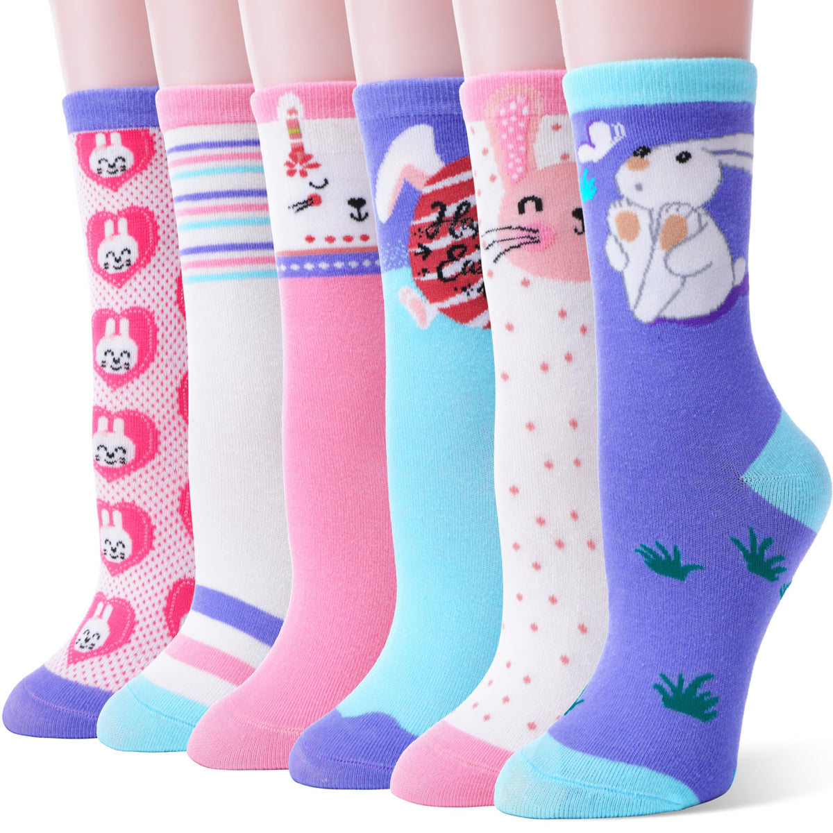 EBMORE Kids Girls Boys Socks Cotton Crew Cute Animal Pattern Fashion Fun Novelty Socks 6 Pack