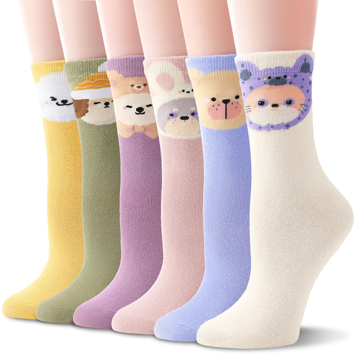 EBMORE Kids Girls Boys Socks Cotton Crew Cute Animal Pattern Fashion Fun Novelty Socks 6 Pack