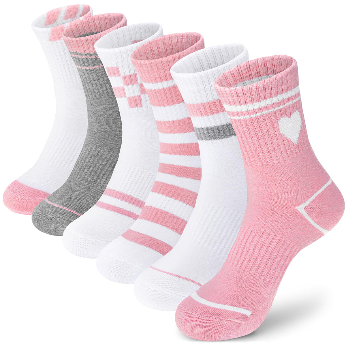 ANTSANG Kids Boys Girls Athletic Cotton Socks,6 Pairs Youth Teen Crew Socks