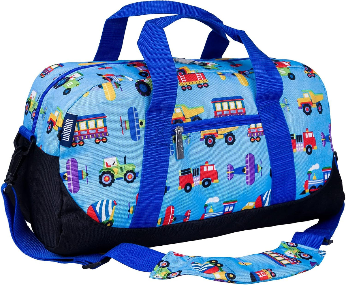 Wildkin Overnighter Duffel Bag for Kids, Trains, Planes, and Trucks