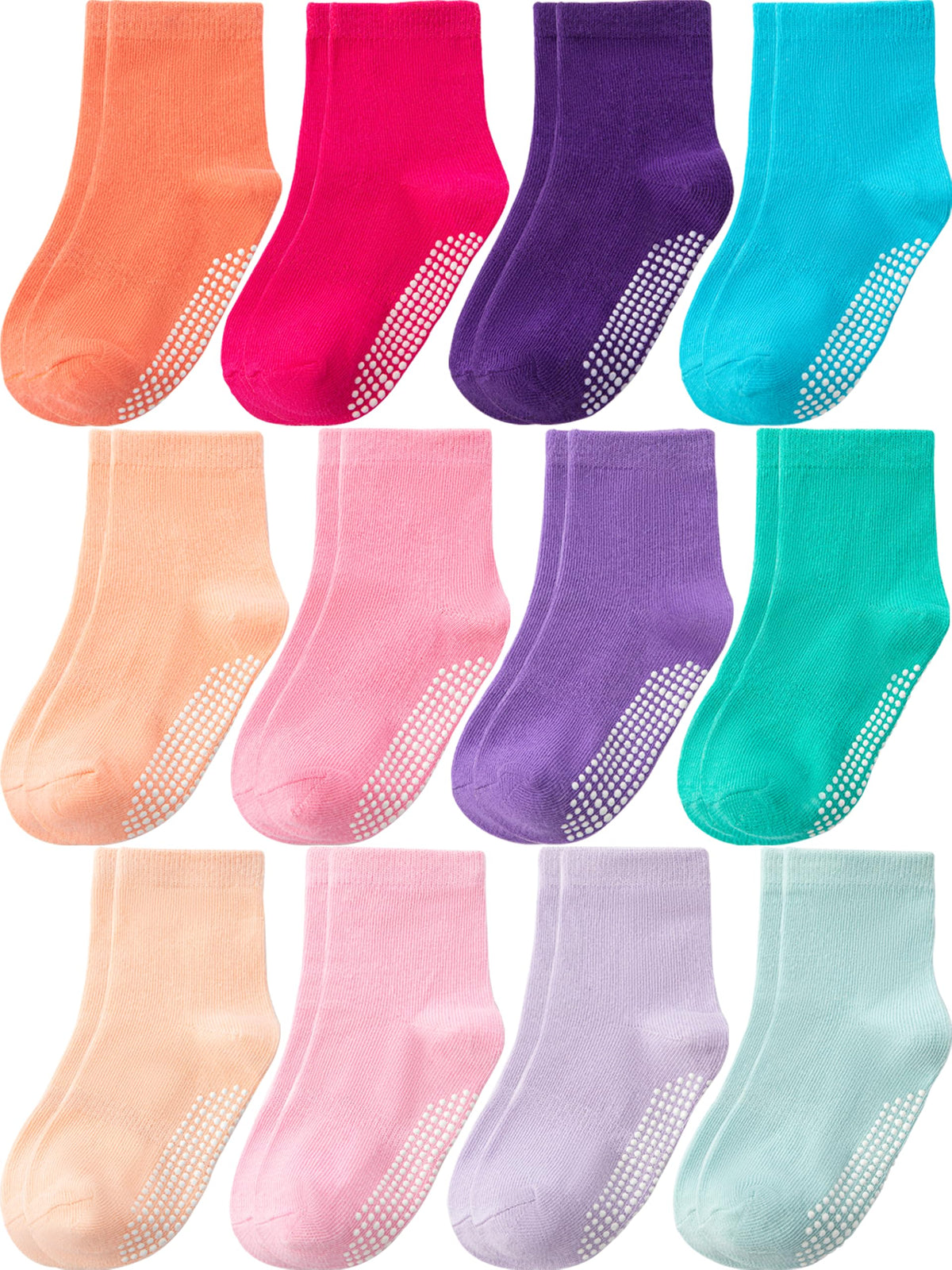 Baby Toddler Socks Grip Non Slip Boys Girls Kids Cotton 12 Pack Ankle Socks