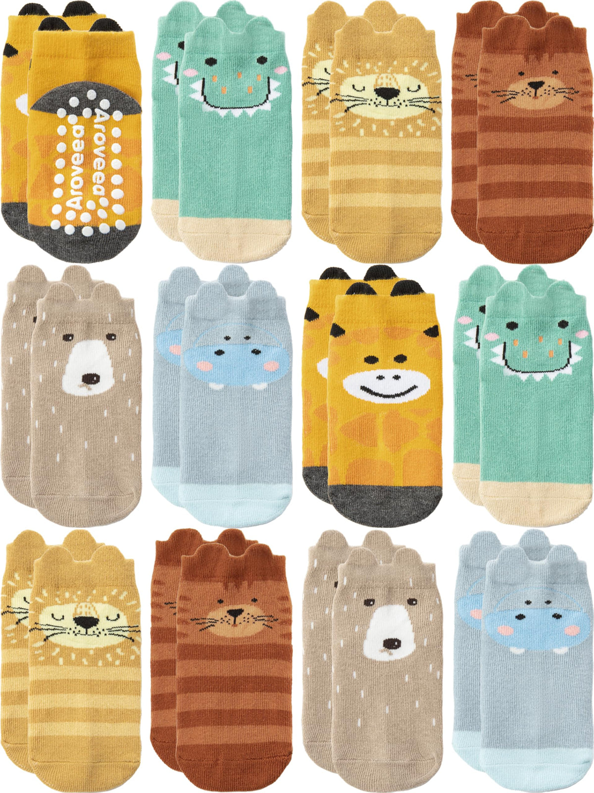 Baby Toddler Socks Grip Non Slip Boys Girls Kids Cotton 12 Pack Ankle Socks