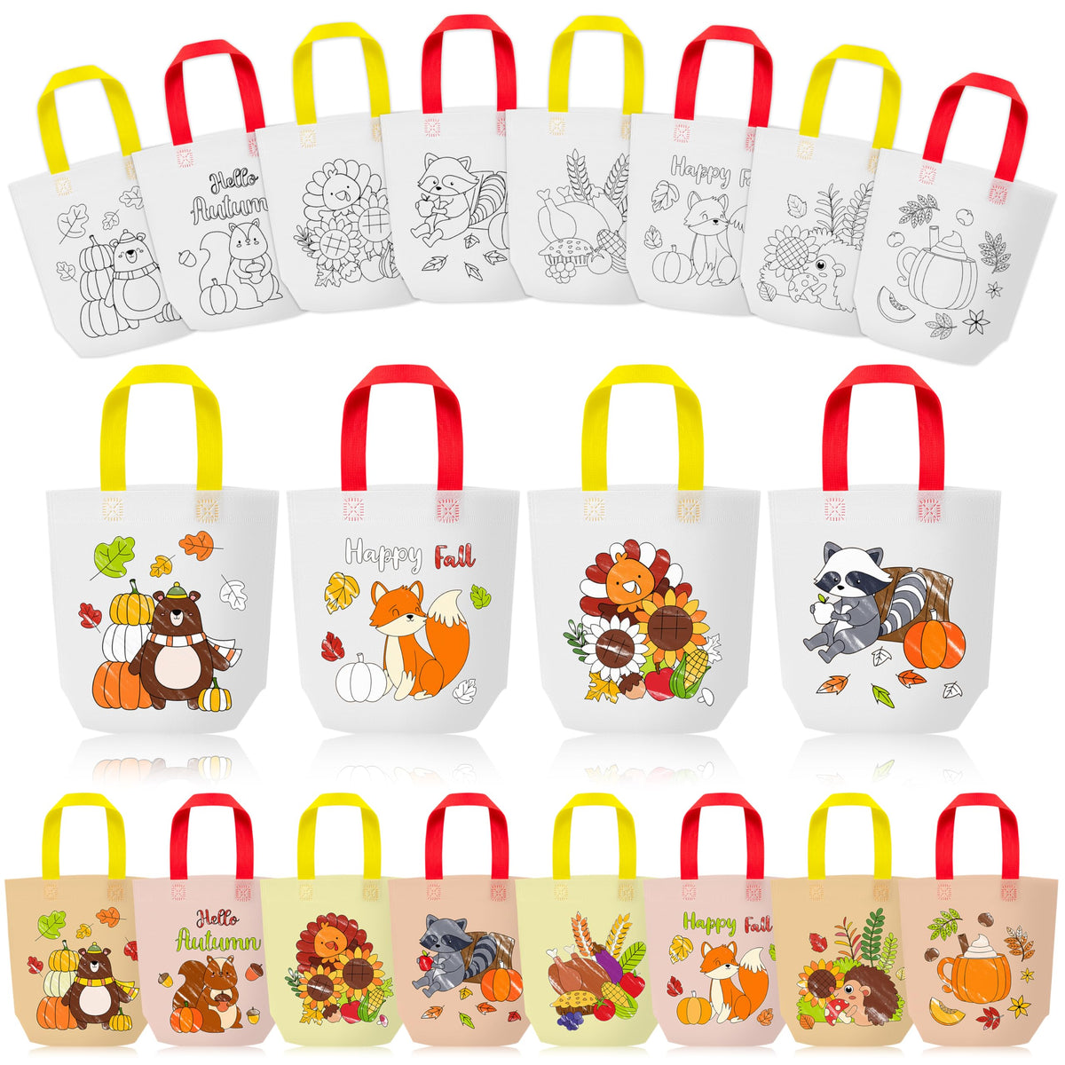 24Pcs Cartoon Coloring Goodie Bags for Kids Party Favor Classroom Reward