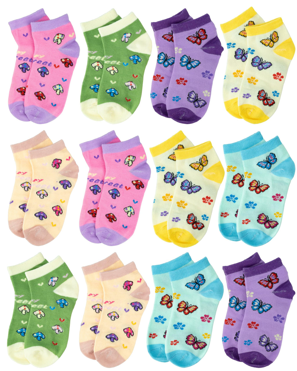 Gelante 12 Pairs Girl Children Toddler Kids Cotton Ankle Socks