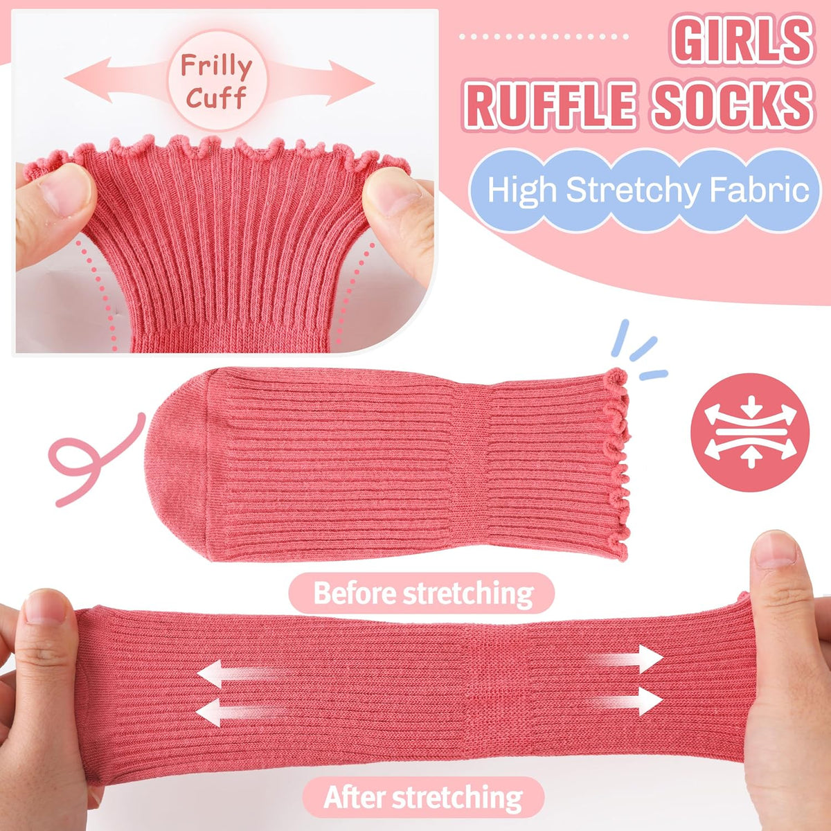 Baby Girls Toddlers Ruffle Grip Socks Uniform School Dress Anti Slip Non Skid Frilly Breathable Crew Cotton Socks 9 Pairs