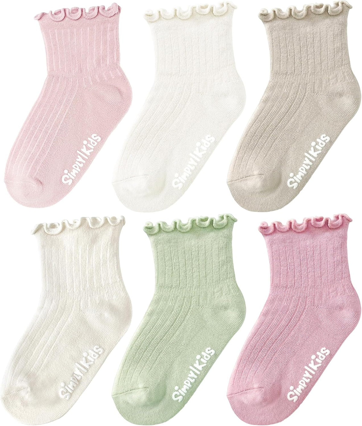 6 Pairs Toddler Ruffle Socks, 0-9 Years, Baby Little Girl Kids Grip Socks