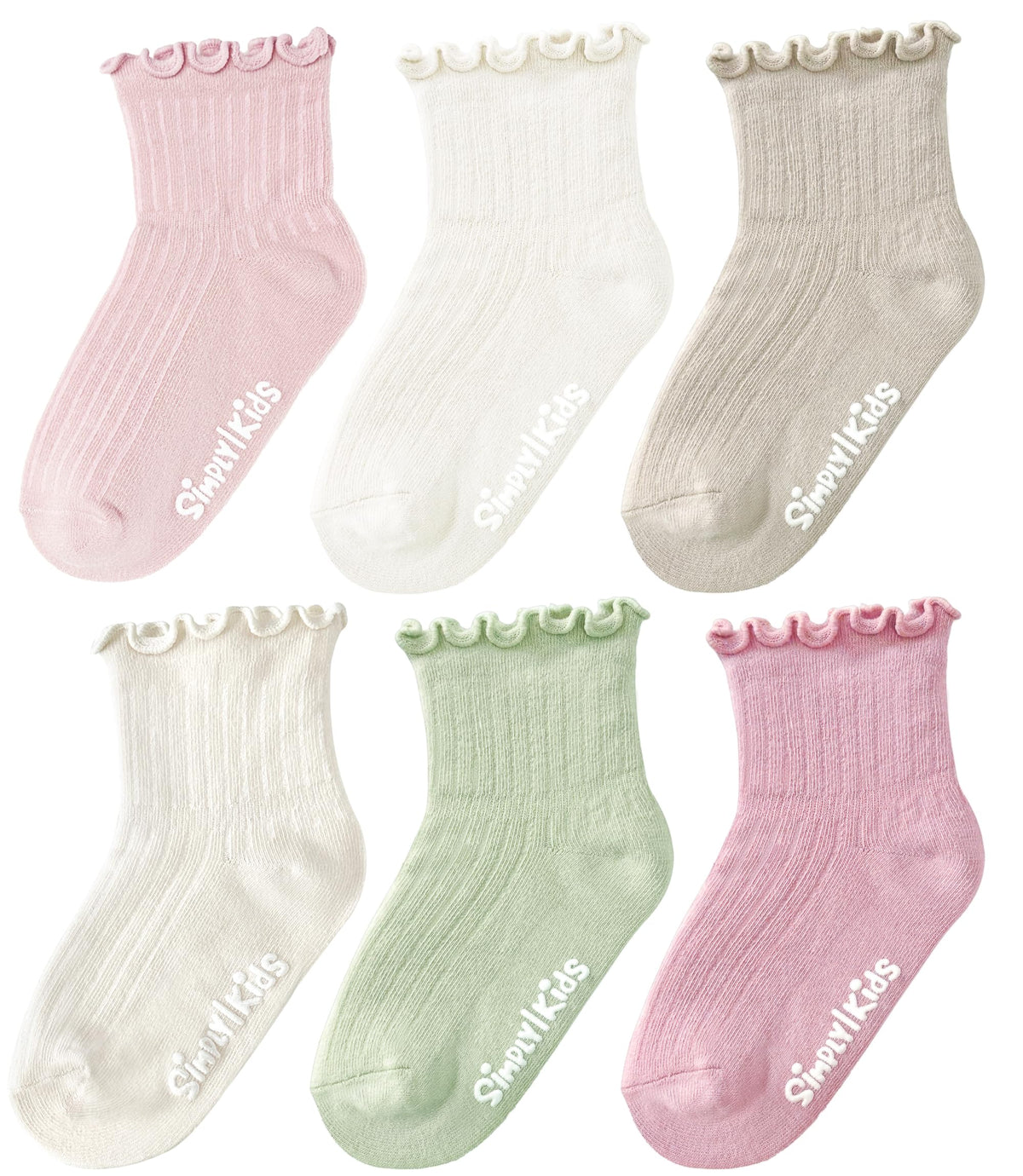 6 Pairs Toddler Ruffle Socks, 0-9 Years, Baby Little Girl Kids Grip Socks