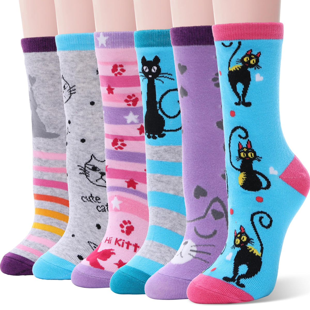 EBMORE Kids Girls Boys Socks Cotton Crew Cute Animal Pattern Fashion Fun Novelty Socks 6 Pack
