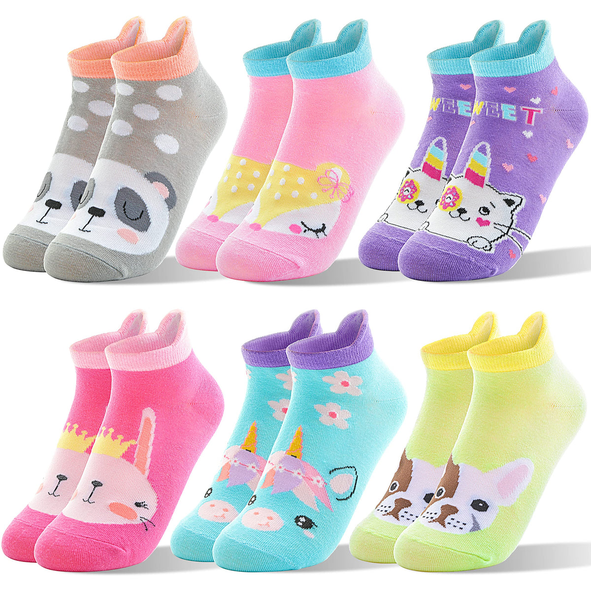 ANTSANG Kids Girls Toddler Unicorn Ankle Socks, Novelty Fashion Socks