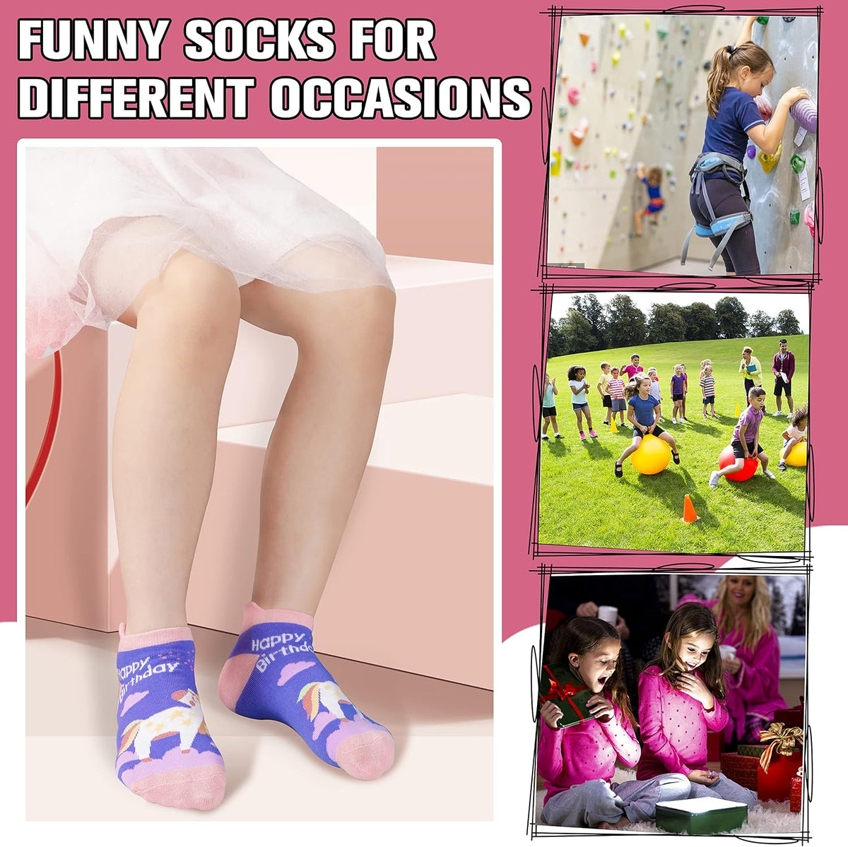 ANTSANG Kids Girls Toddler Unicorn Ankle Socks, Novelty Fashion Socks